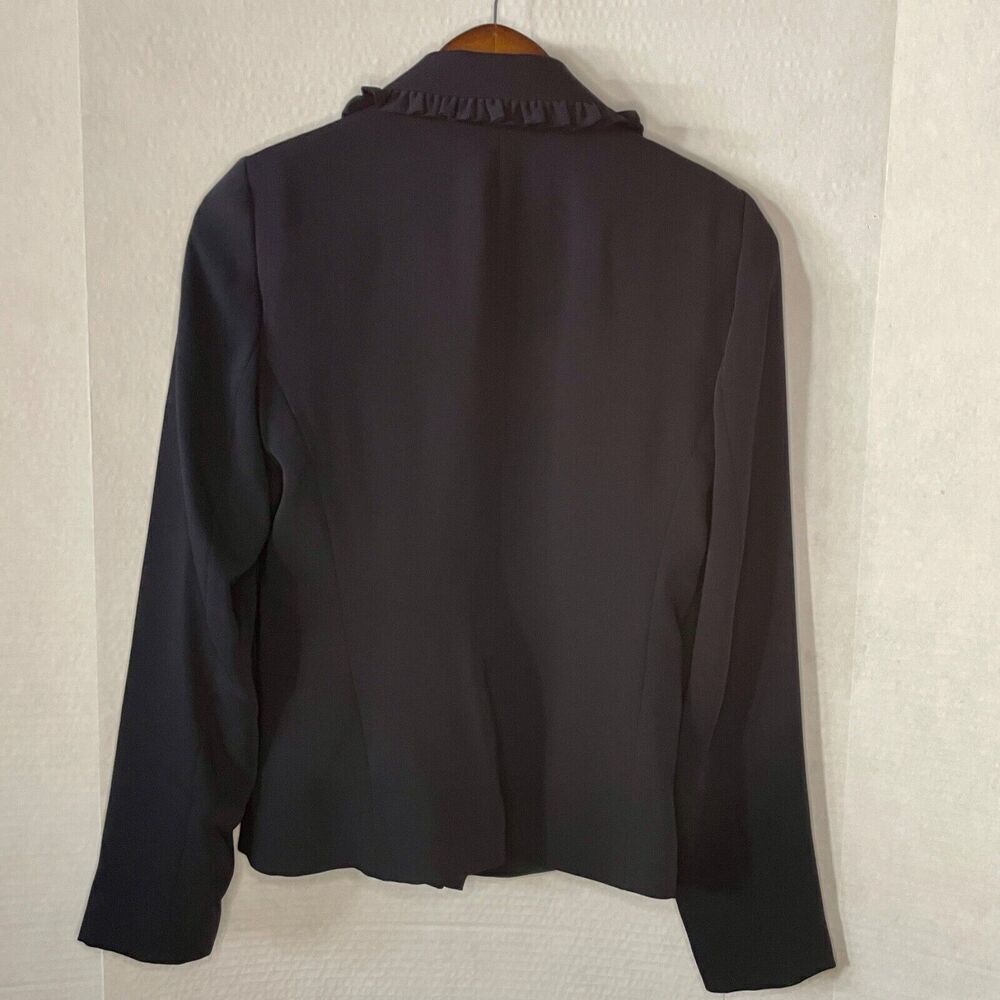 NWOT MNG Suit Mango Size XS Blazer Jacket - Navy Ruffles Long Sleeve Classic - Picture 7 of 9